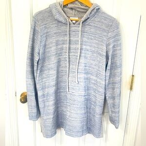 J Jill Waffle Hoodie Women Large  Long Sleeve Blue Soft Beach